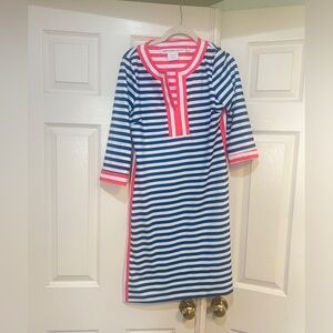 GRETCHEN‎ SCOTT Hinckley Navy, White, Orange Jersey Tunic Dress Sz XS sporty